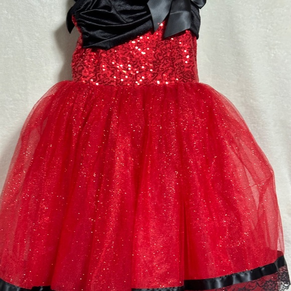 Sequins Red Mesh Flower Girl Dress Child LC Christmas Wedding Pageant Costume - Picture 5 of 7
